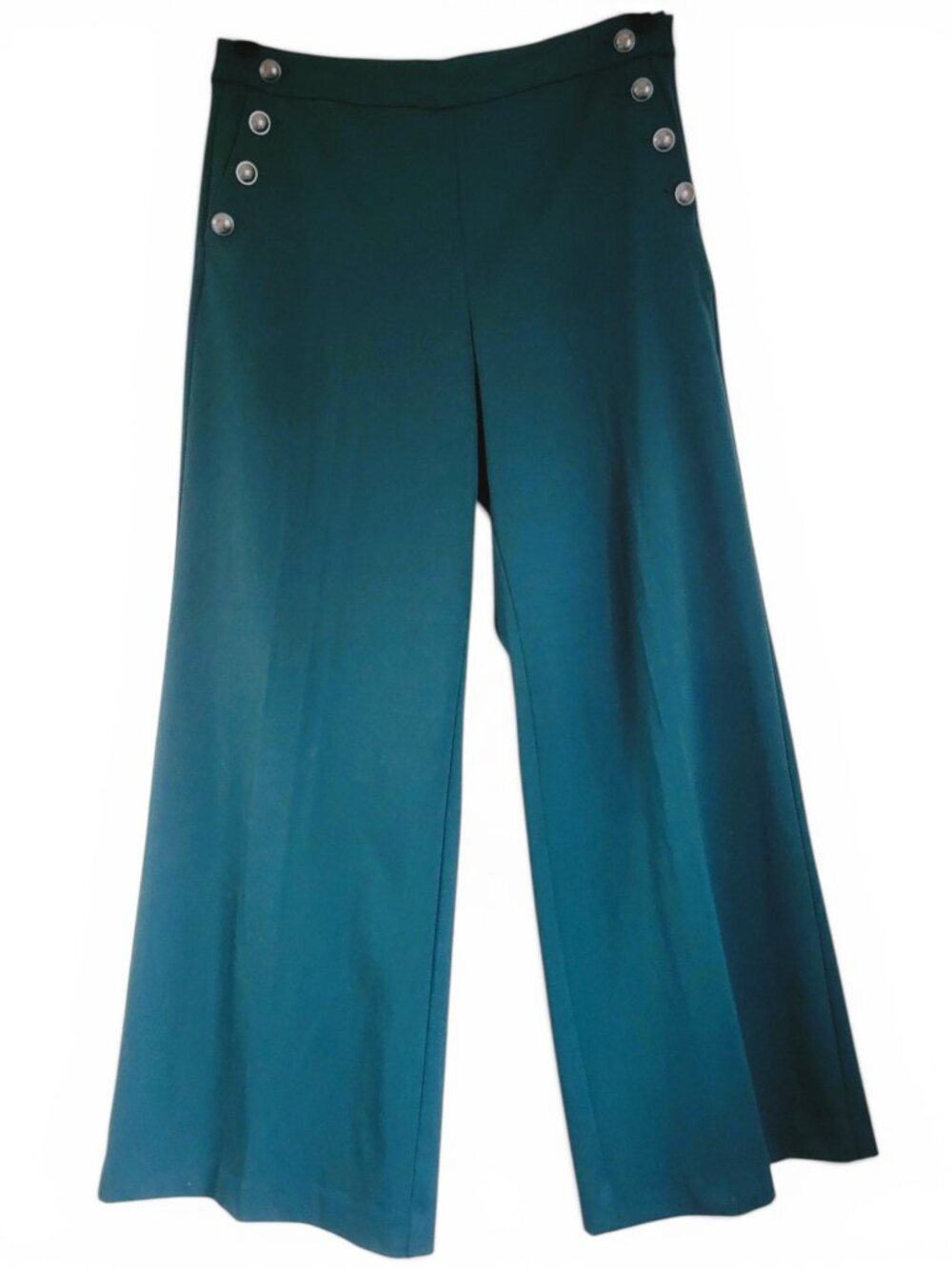 LOFT Curvy Wide Leg Sailor Button Pants Green Tailored Elevated Workwear Chic